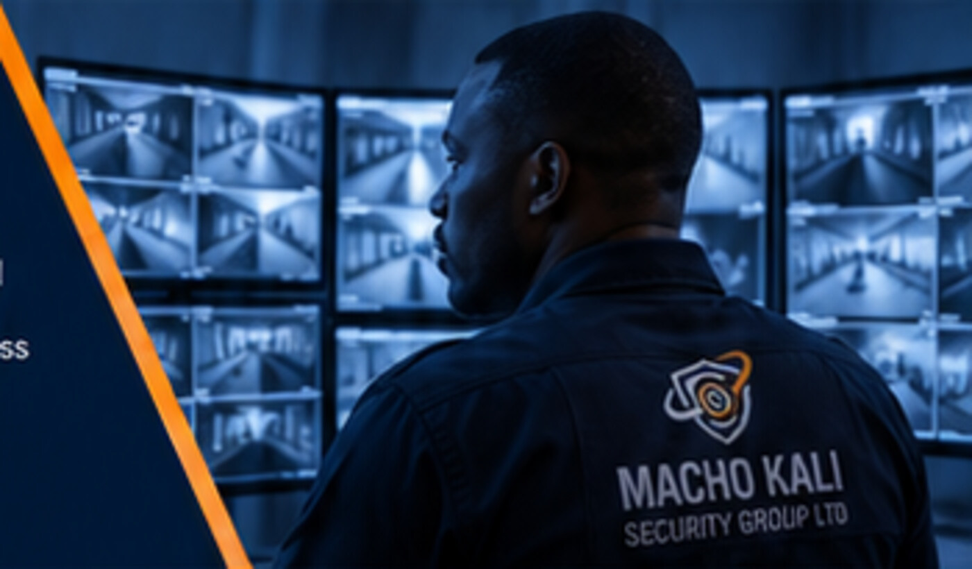 Security officer monitoring surveillance camera screens